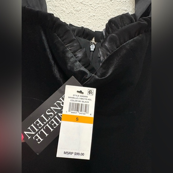 Danielle Bernstein Ruffle Neckline Tie Strap Velvet Mini Cocktail NWT Small - Picture 4 of 7